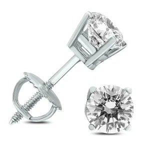 1 1/4 Carat Tw Ags Certified Round Diamond Solitaire Stud Earrings In 14K White Gold