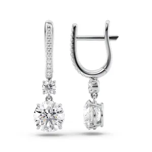 1 CTW Diamond Drop Earrings Set With Round Lab Diamonds