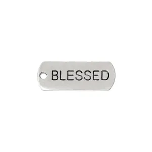 10 Pcs Tibetan Silver BLESSED 21mm x 8mm Charms Pendants, Lead & Nickel Free Metal Charms Pendants Beads