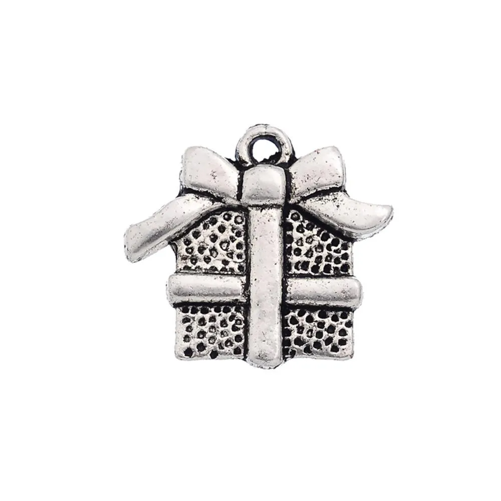 10 Pcs Tibetan Silver CHRISTMAS PRESENT GIFT BOX 15mm x 16mm Charms Pendants, Lead & Nickel Free Metal Charms Pendants Beads