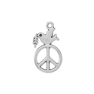 10 Pcs Tibetan Silver PIGEON PEACE SYMBOL CARVED 28mm x 17mm Charms Pendants, Lead & Nickel Free Metal Charms Pendants Beads