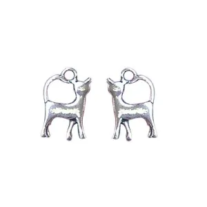 10 Pcs Tibetan Silver Standing Cat Walking Feline 17X11MM 3D Charms Pendants