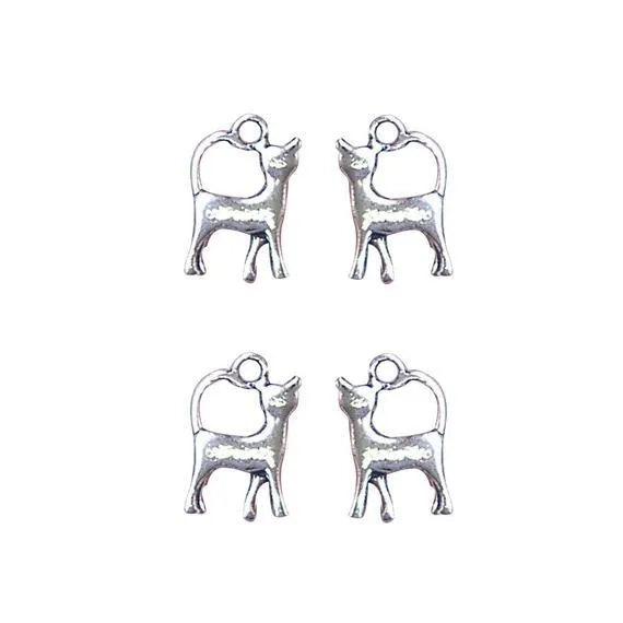 10 Pcs Tibetan Silver Standing Cat Walking Feline 17X11MM 3D Charms Pendants