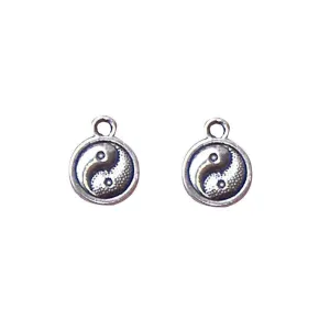 10 Pcs Tibetan Silver Yin Yang 10.5mm x 9mm 3D Charms Pendants