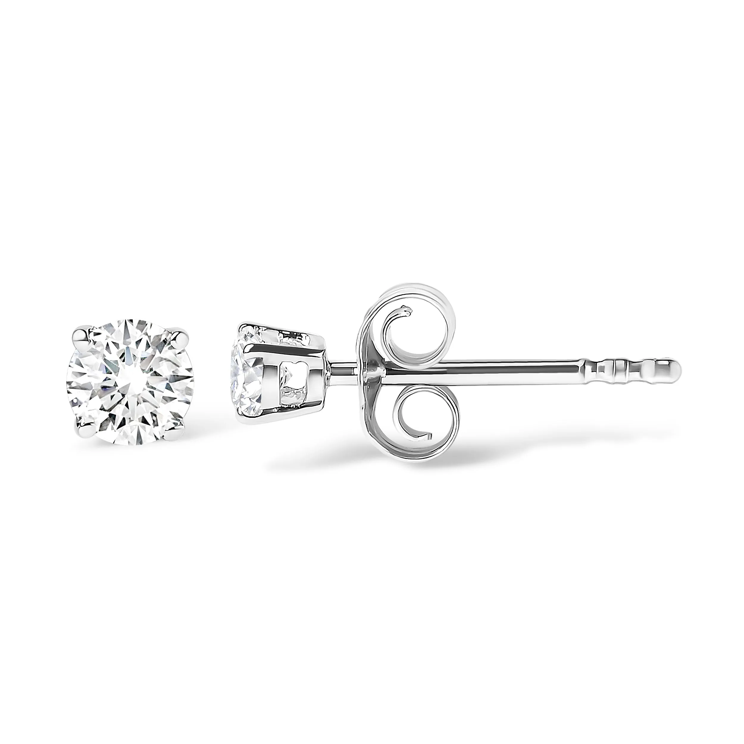 10K White Gold 1/4 Cttw Round Brilliant-Cut Near Colorless Diamond Classic 4-Prong Stud Earrings