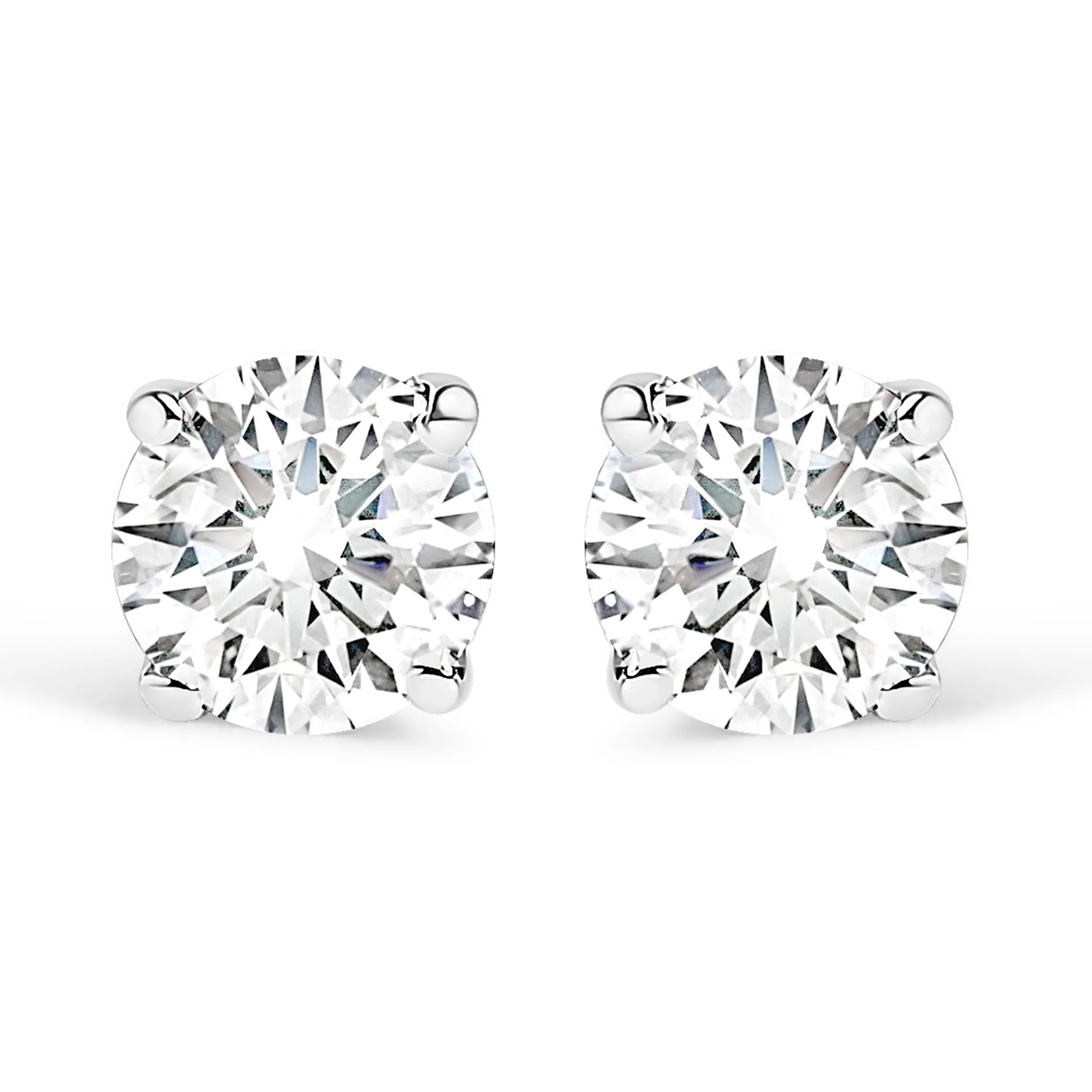 10K White Gold 1/4 Cttw Round Brilliant-Cut Near Colorless Diamond Classic 4-Prong Stud Earrings