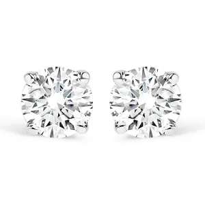 10K White Gold 1/4 Cttw Round Brilliant-Cut Near Colorless Diamond Classic 4-Prong Stud Earrings