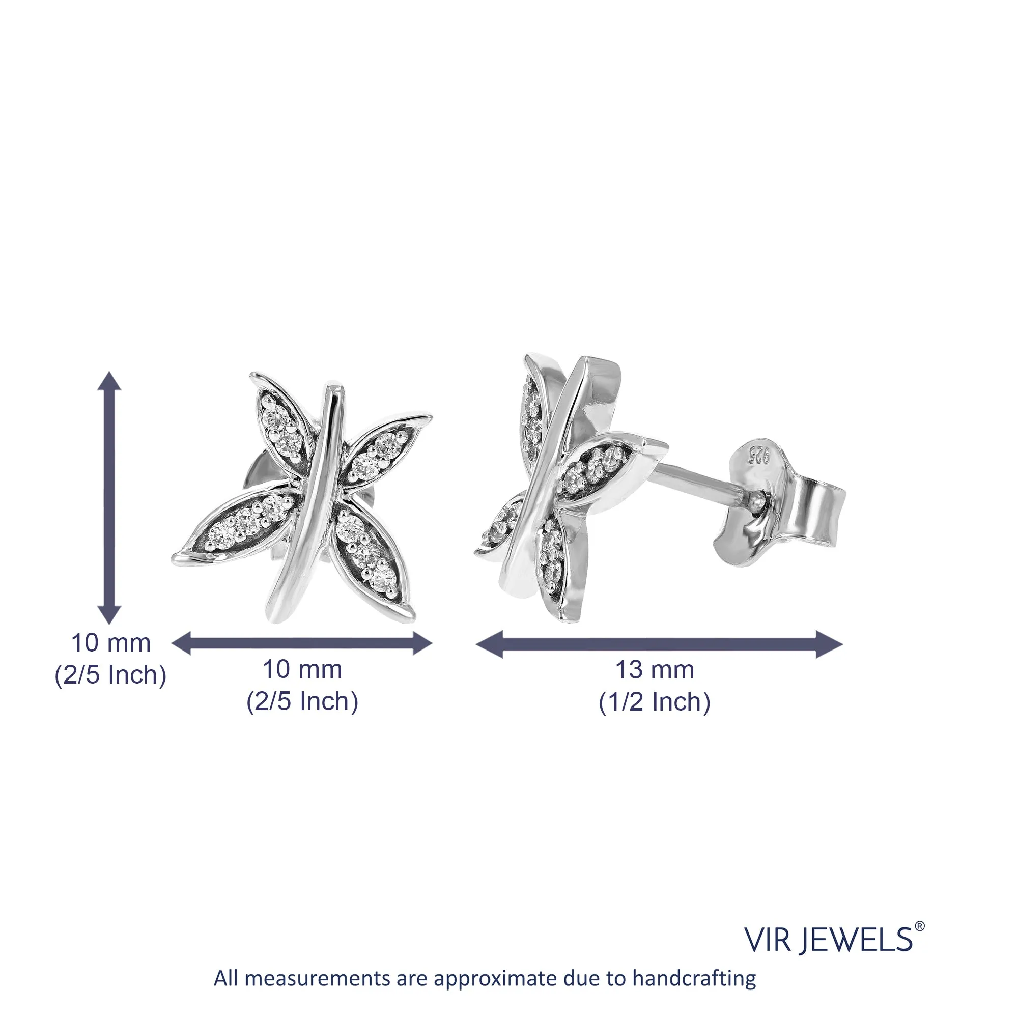 1/10 cttw Diamond Butterfly Composite Stud Earrings in Sterling Silver