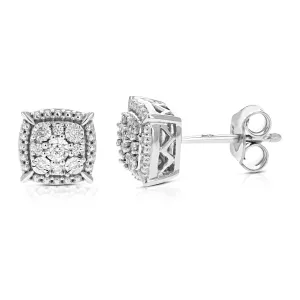 1/10 cttw Lab Grown Diamond Princess Stud Earring Sterling Silver