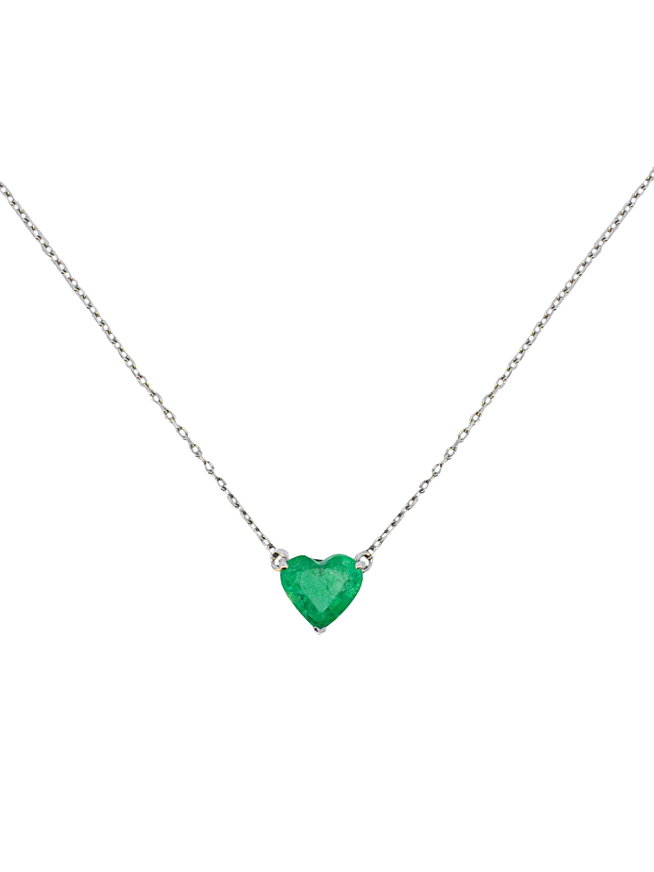 1.16ct Emerald 18K Gold Heart Solitaire Necklace