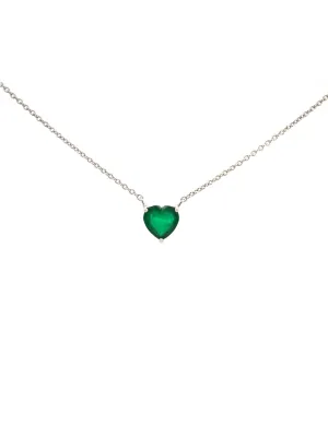 1.16ct Emerald 18K Gold Heart Solitaire Necklace