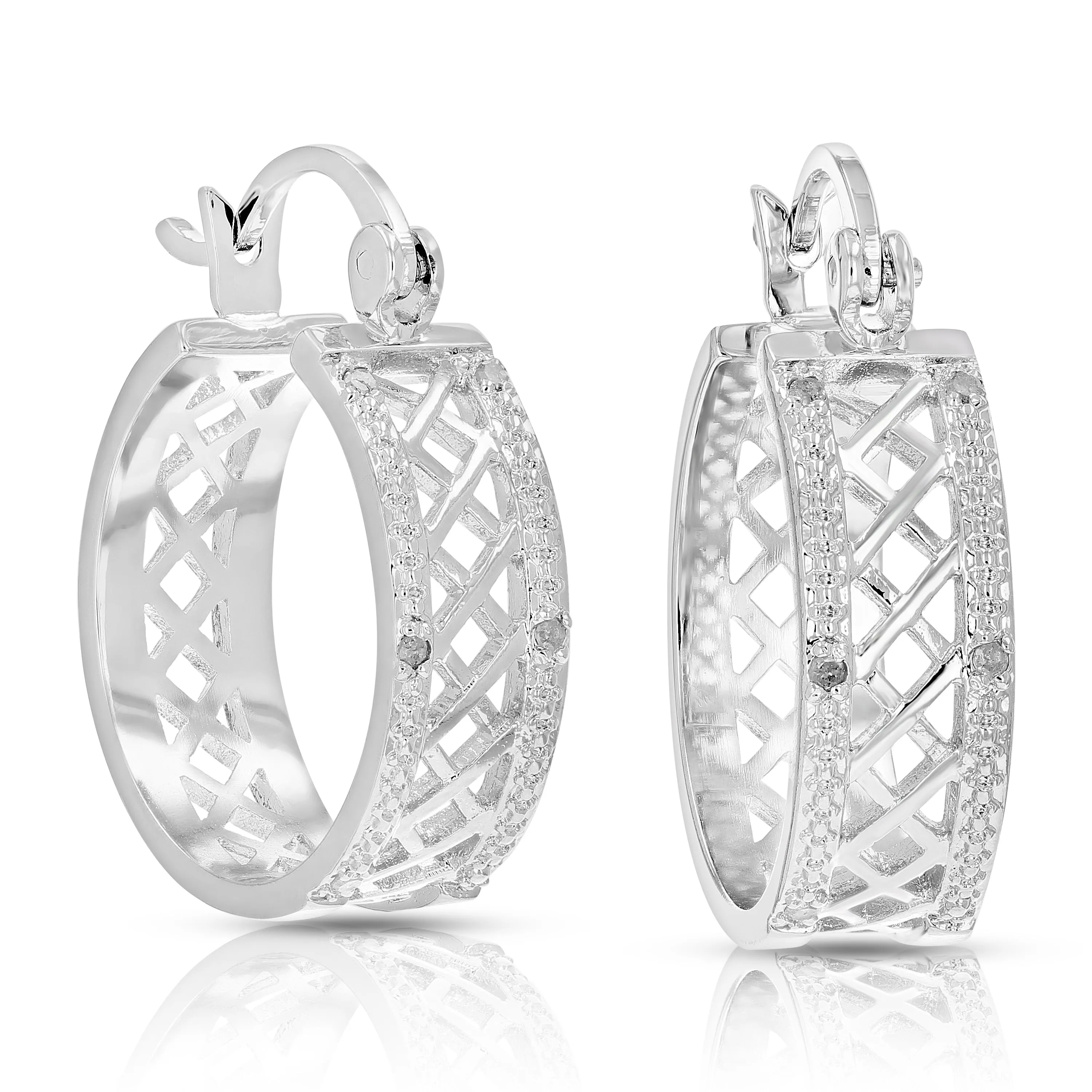 1/20 cttw Diamond Hoop Fashion Earrings in Brass