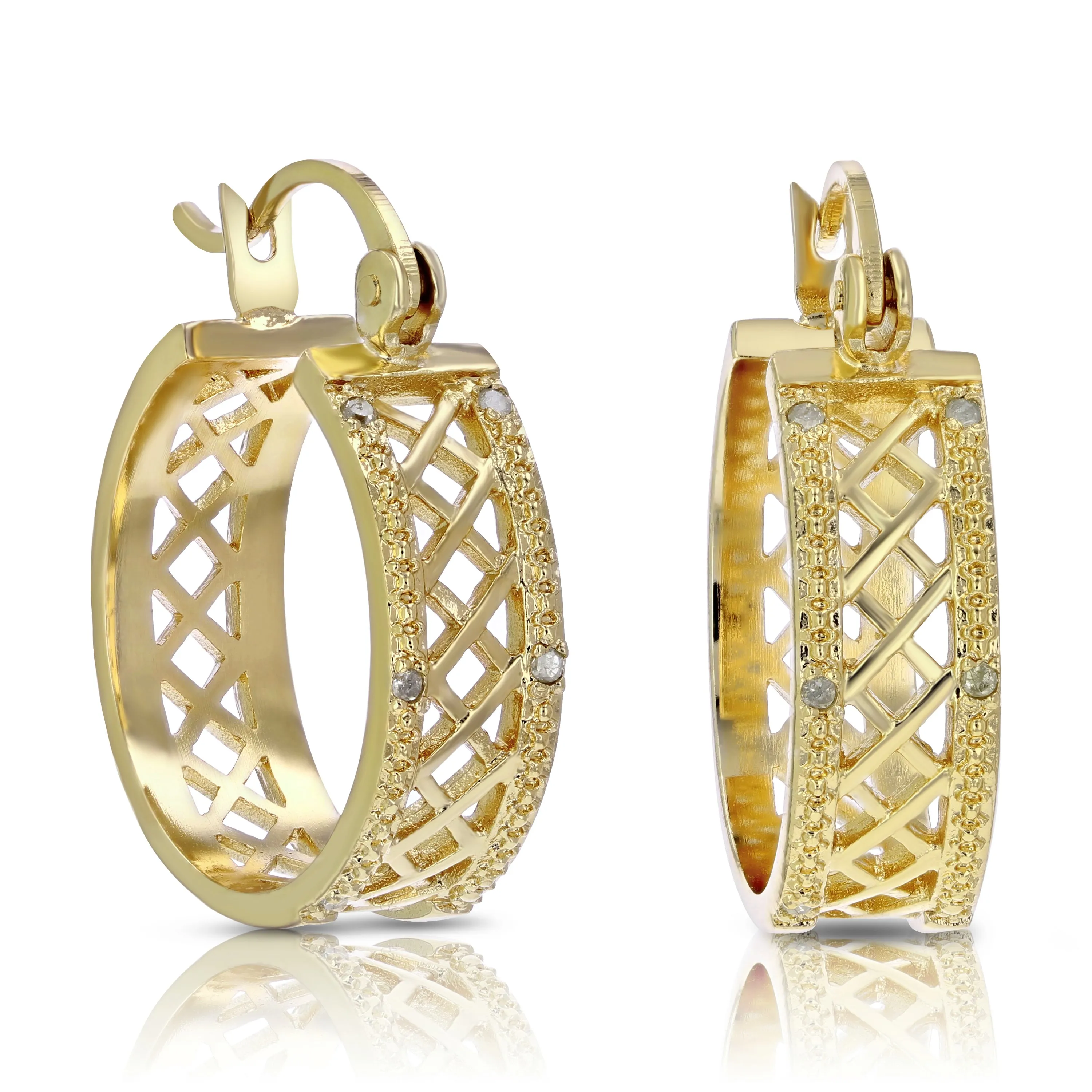 1/20 cttw Diamond Hoop Fashion Earrings in Brass