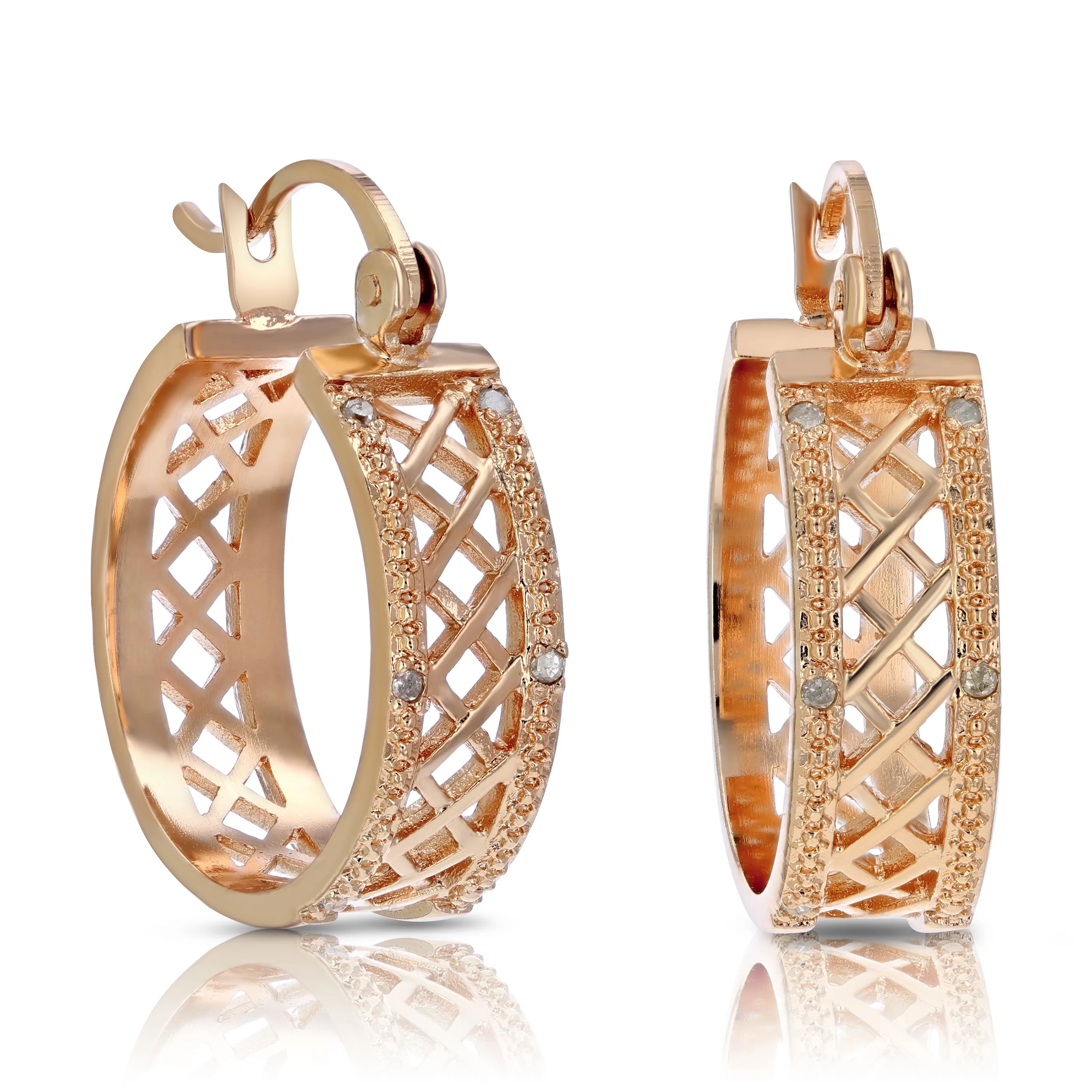 1/20 cttw Diamond Hoop Fashion Earrings in Brass