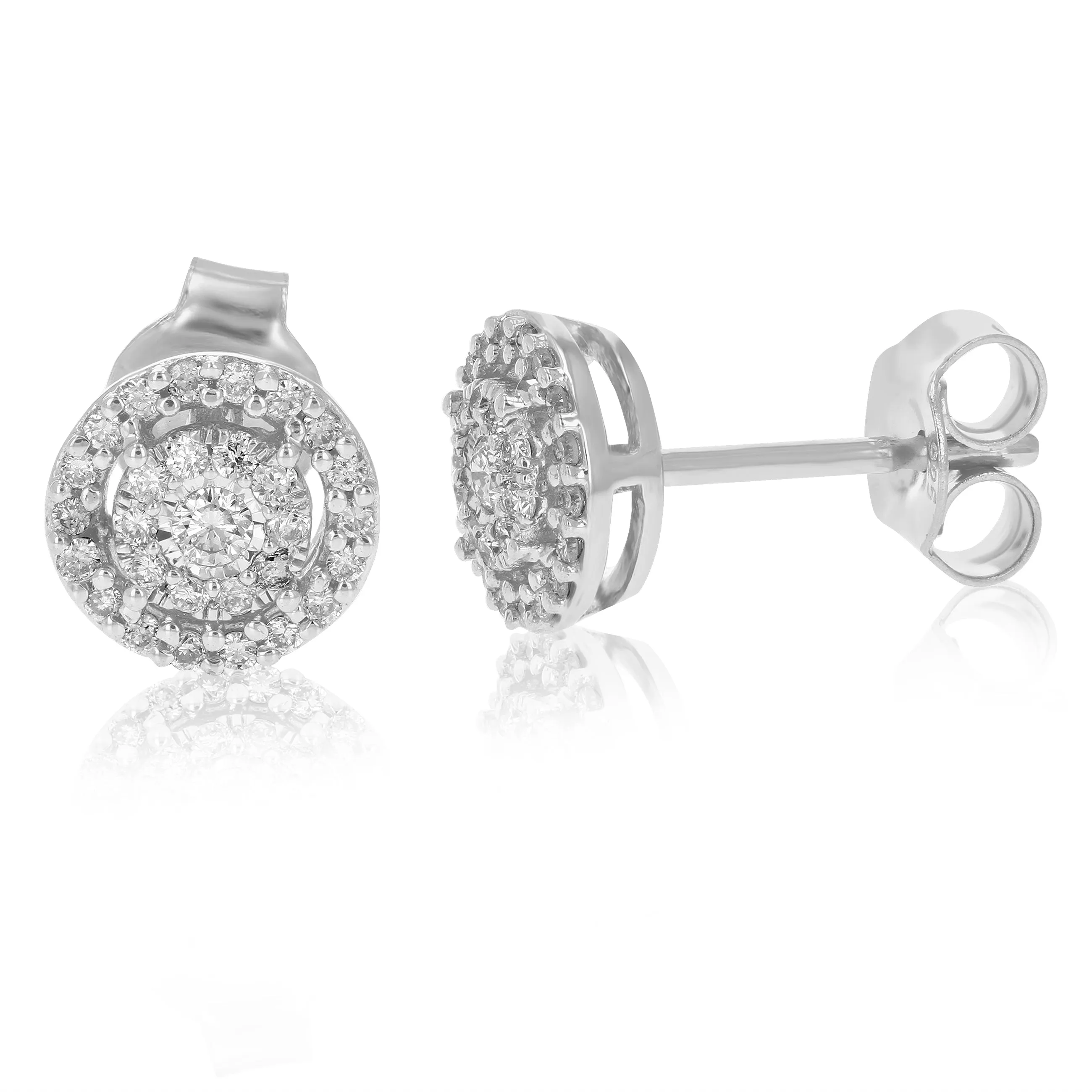 1/4 cttw Lab Grown Diamond Studs Round Earrings in .925 Sterling Silver Prong Setting