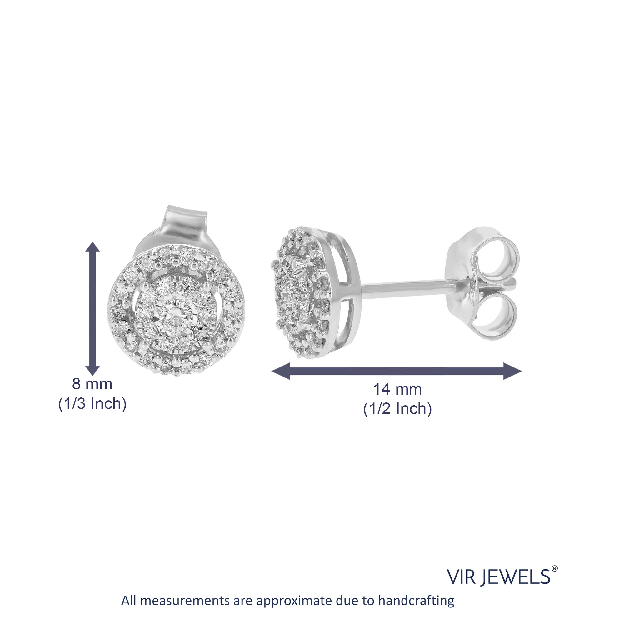 1/4 cttw Lab Grown Diamond Studs Round Earrings in .925 Sterling Silver Prong Setting