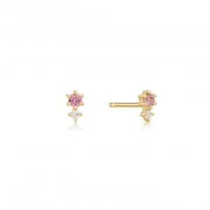 14ct Gold White And Pink Sapphire Stud Earrings  EAU006-01YG