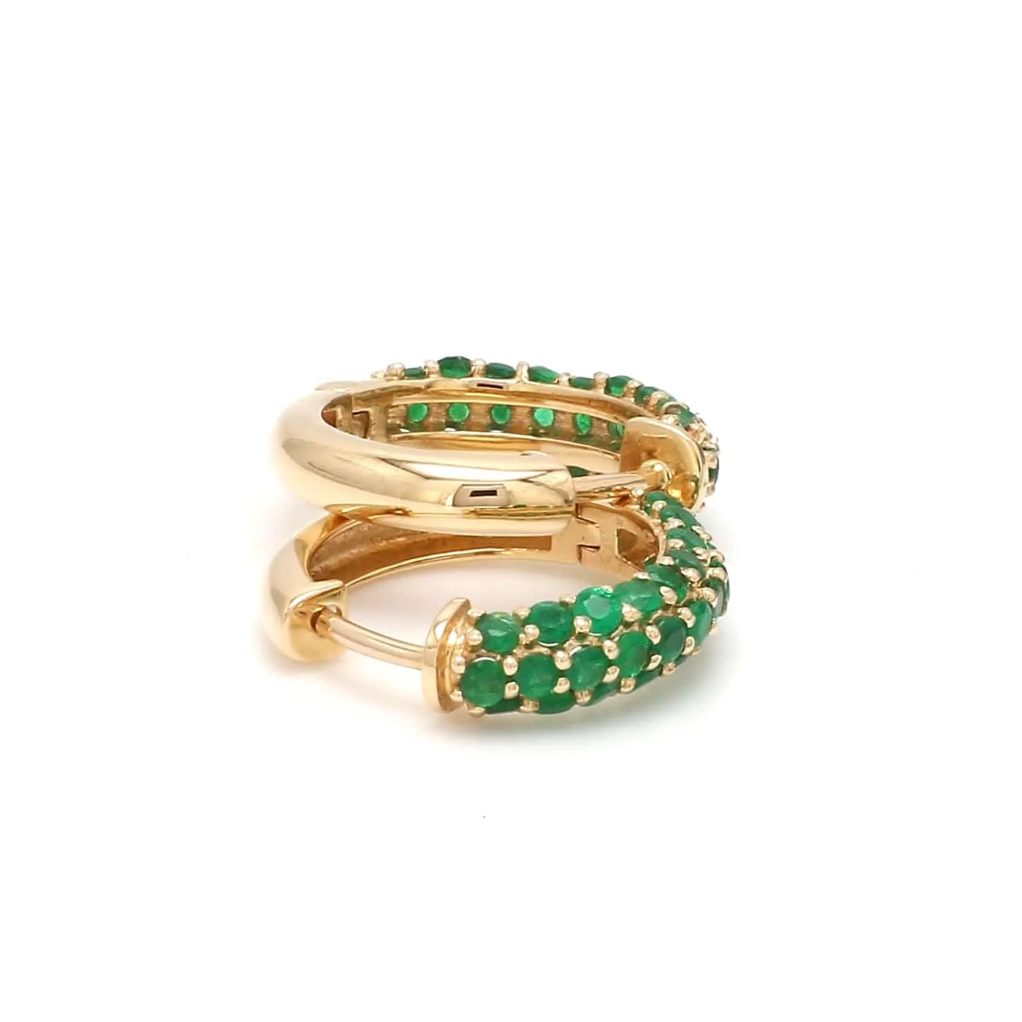 14K & 18K Micro-Pave Emerald Hoop Earrings