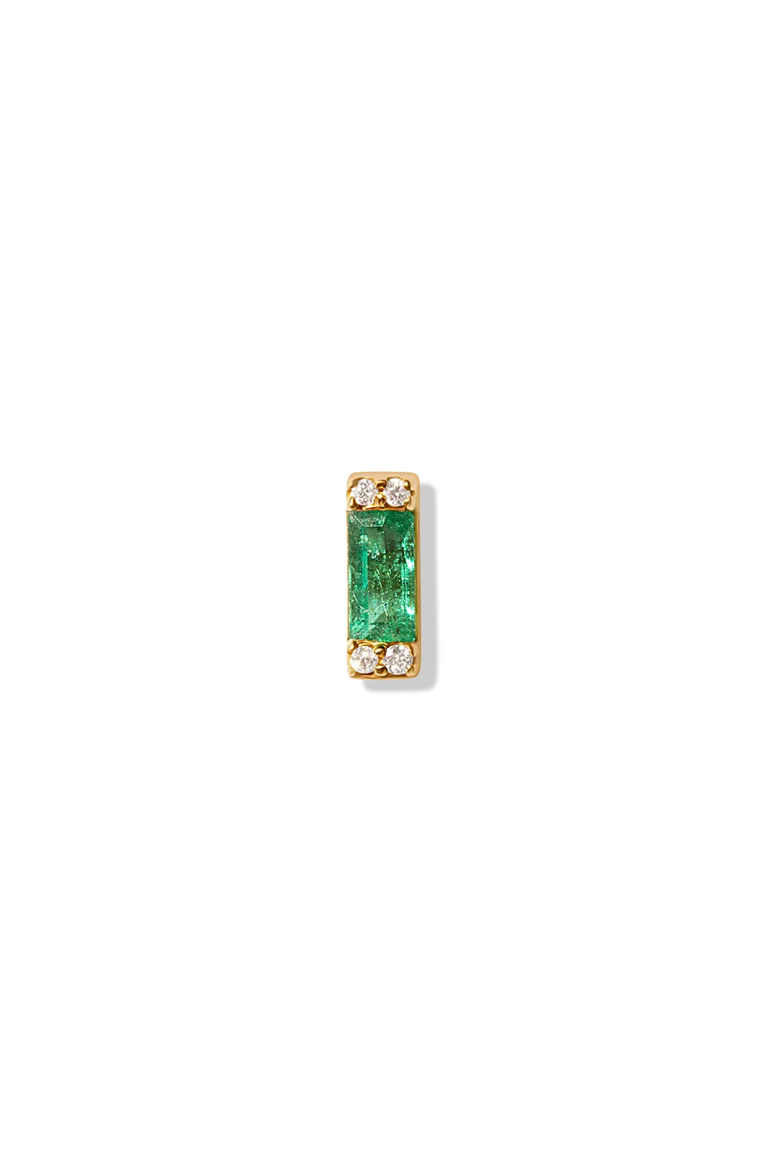 14K BG Dia Bag Emerald Stud