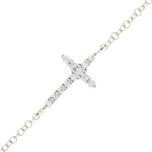 14k Gold Diamond Cross Bracelet