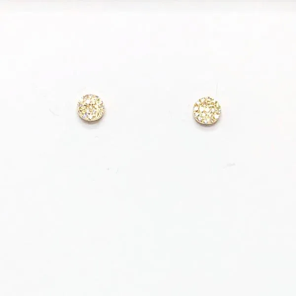 14K Gold Pave Mini Diamond Disc Earrings