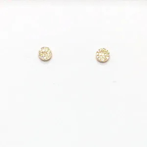 14K Gold Pave Mini Diamond Disc Earrings