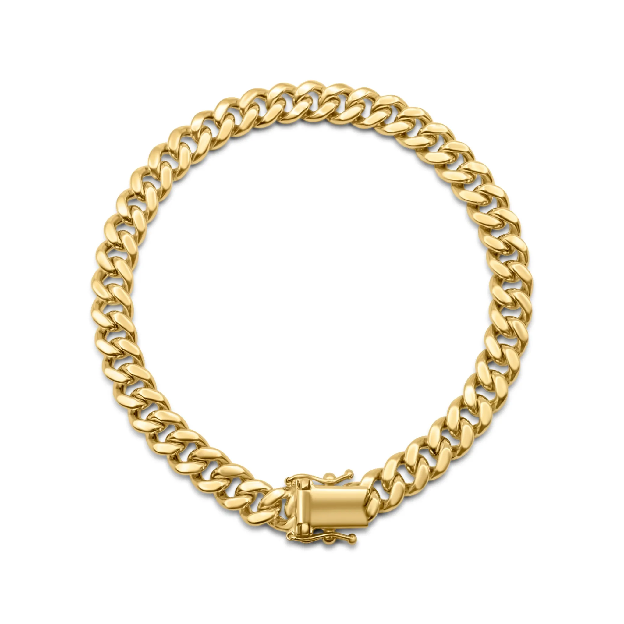 14K Hollow Yellow Gold Miami Cuban Link Bracelet 7mm