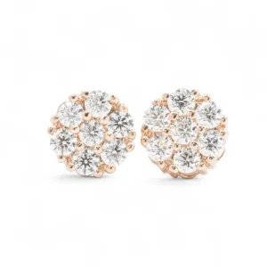 14k Rose Gold Lab Diamond Cluster Earrings 1.71 ctw