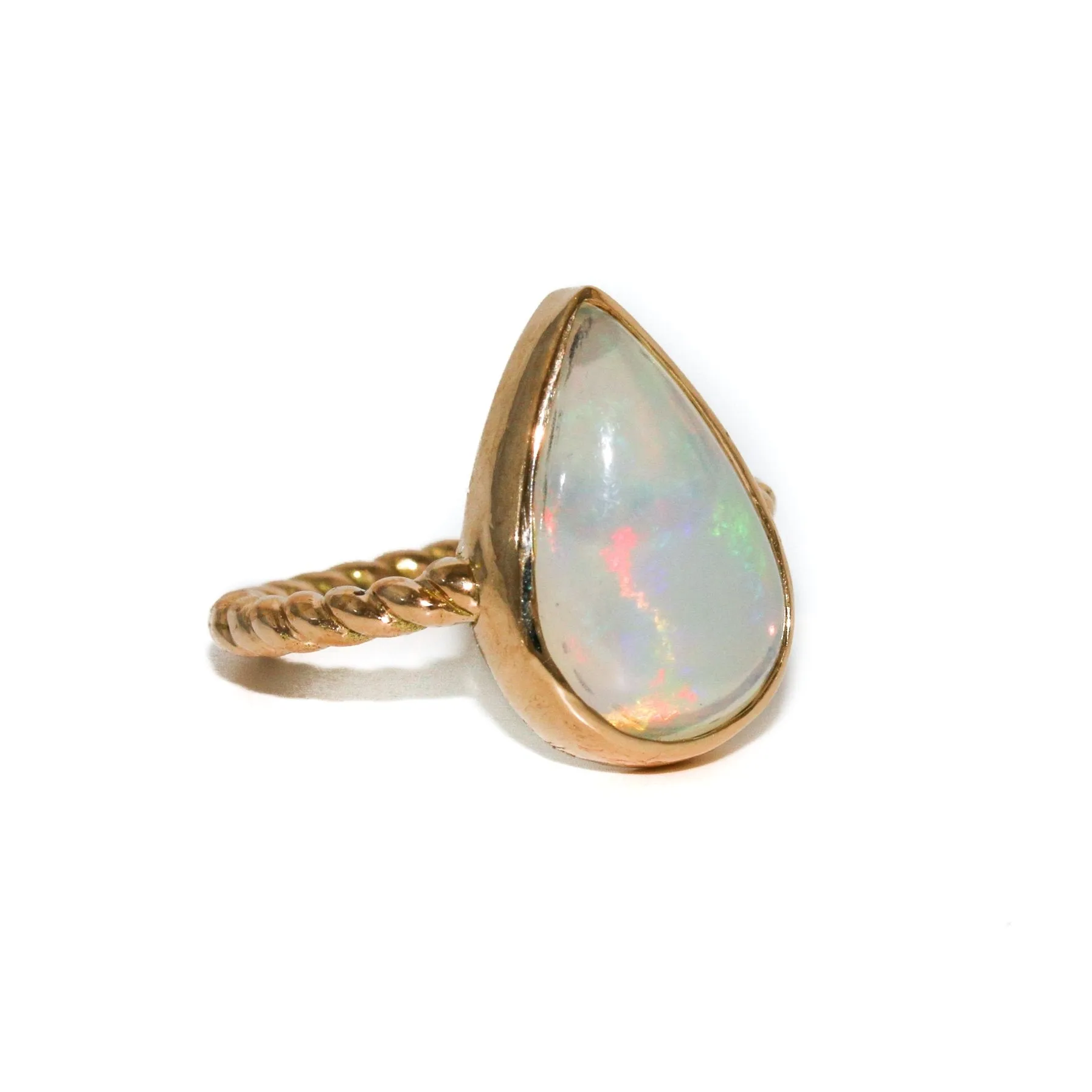 14k Teardrop Welo Opal Ring