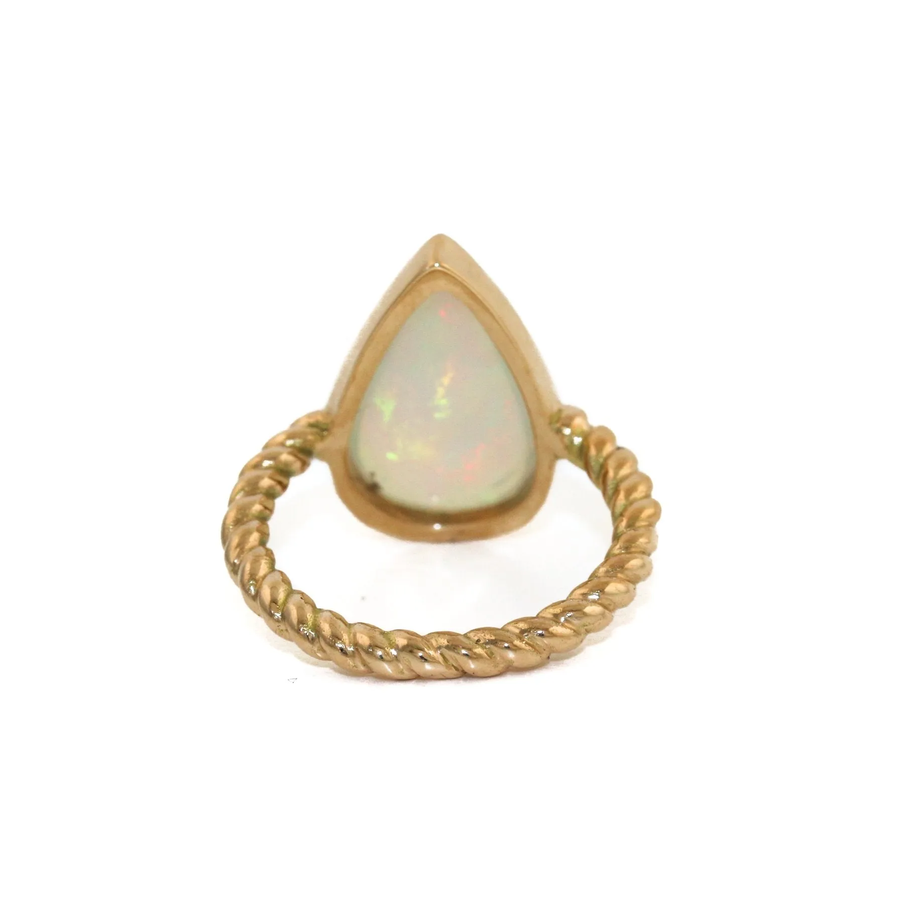 14k Teardrop Welo Opal Ring