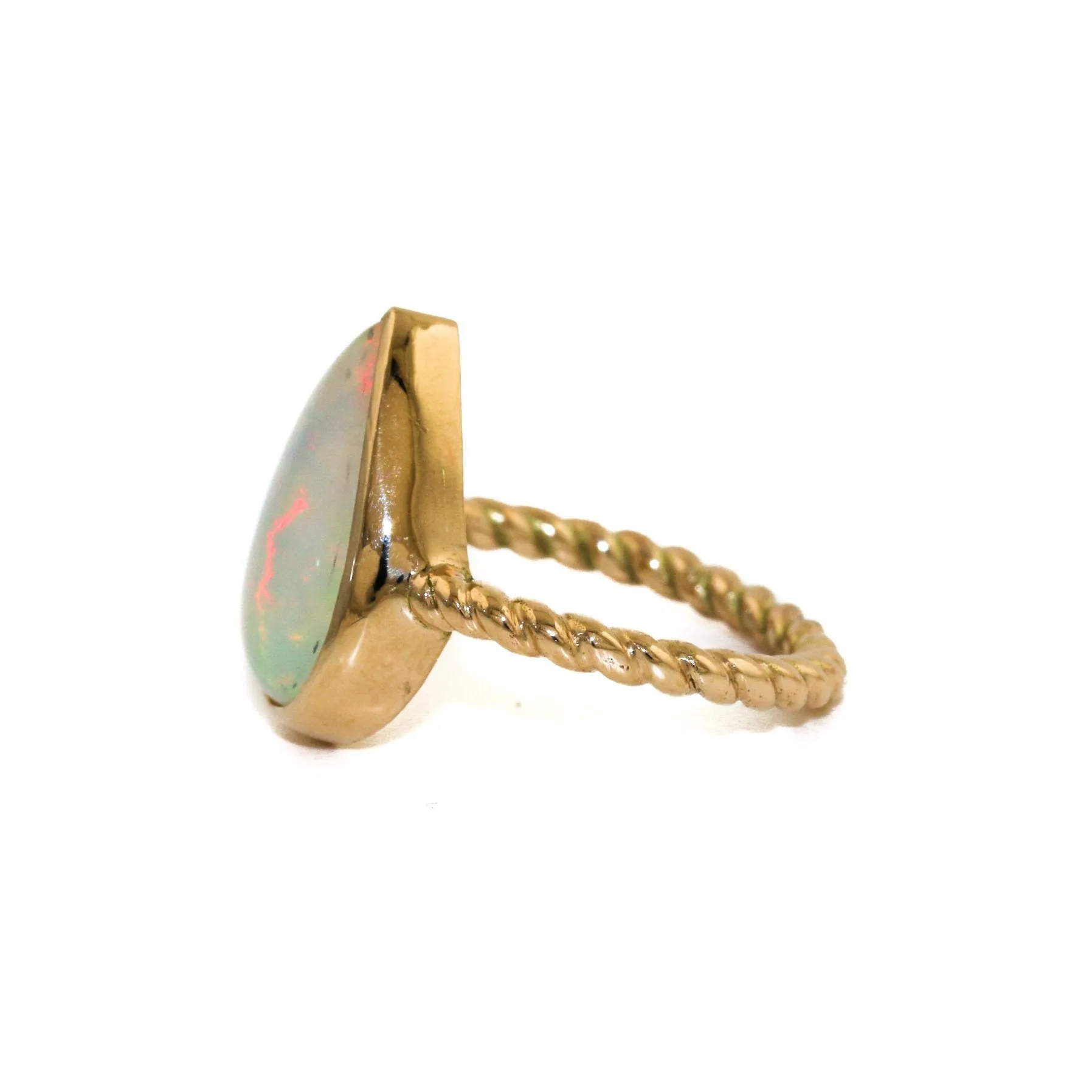 14k Teardrop Welo Opal Ring