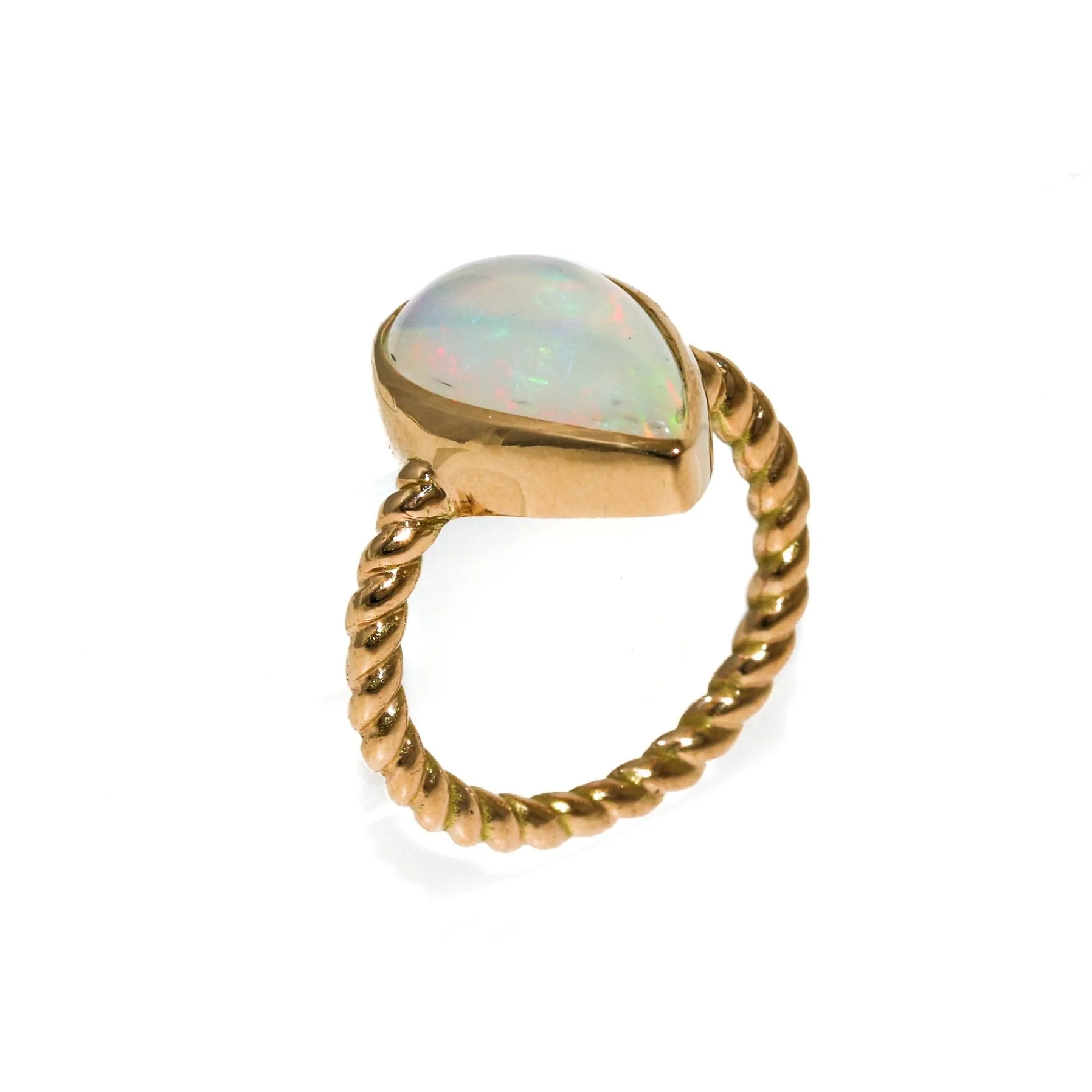 14k Teardrop Welo Opal Ring