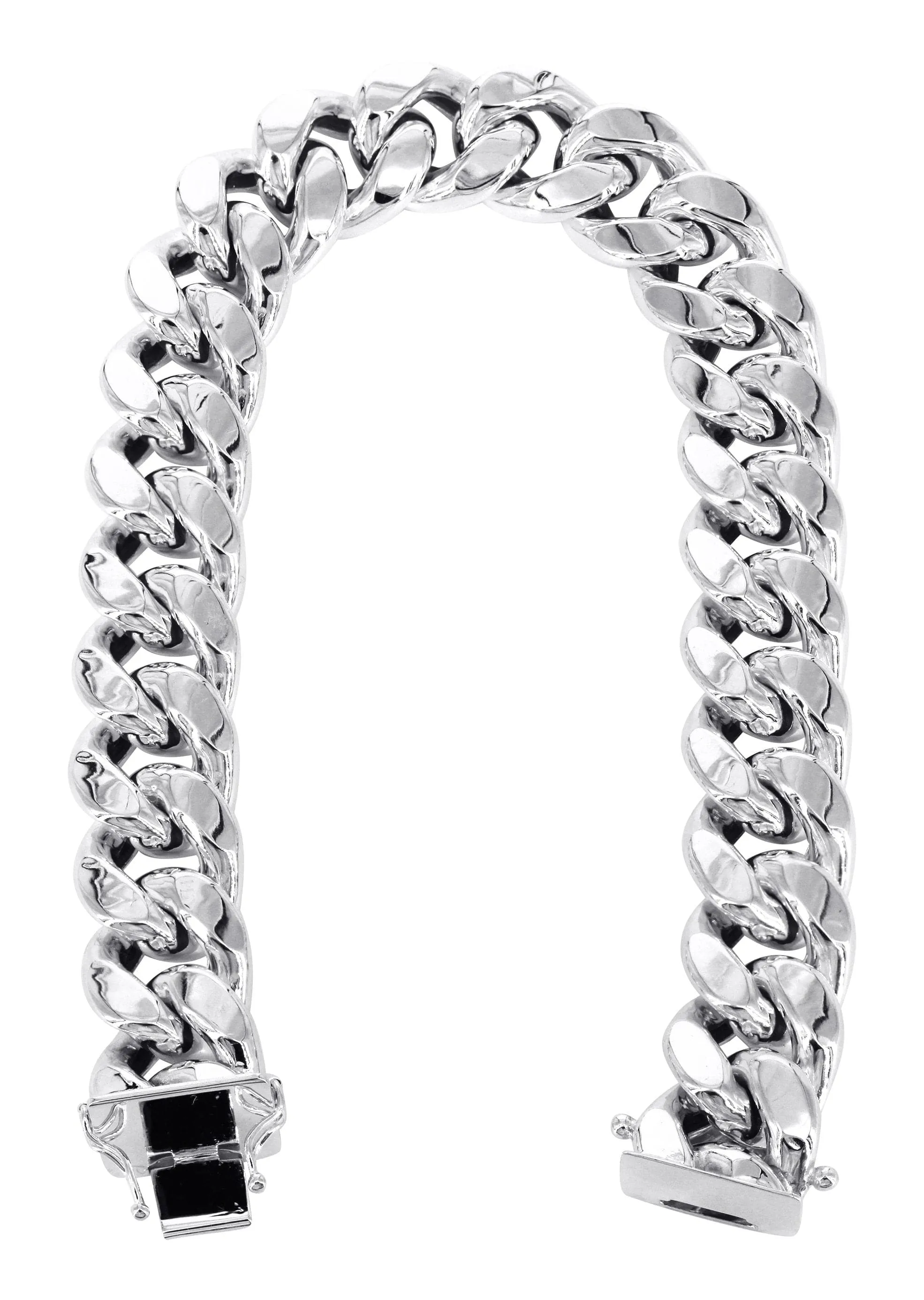 14K White Gold Bracelet Semi Solid  Miami Cuban Link