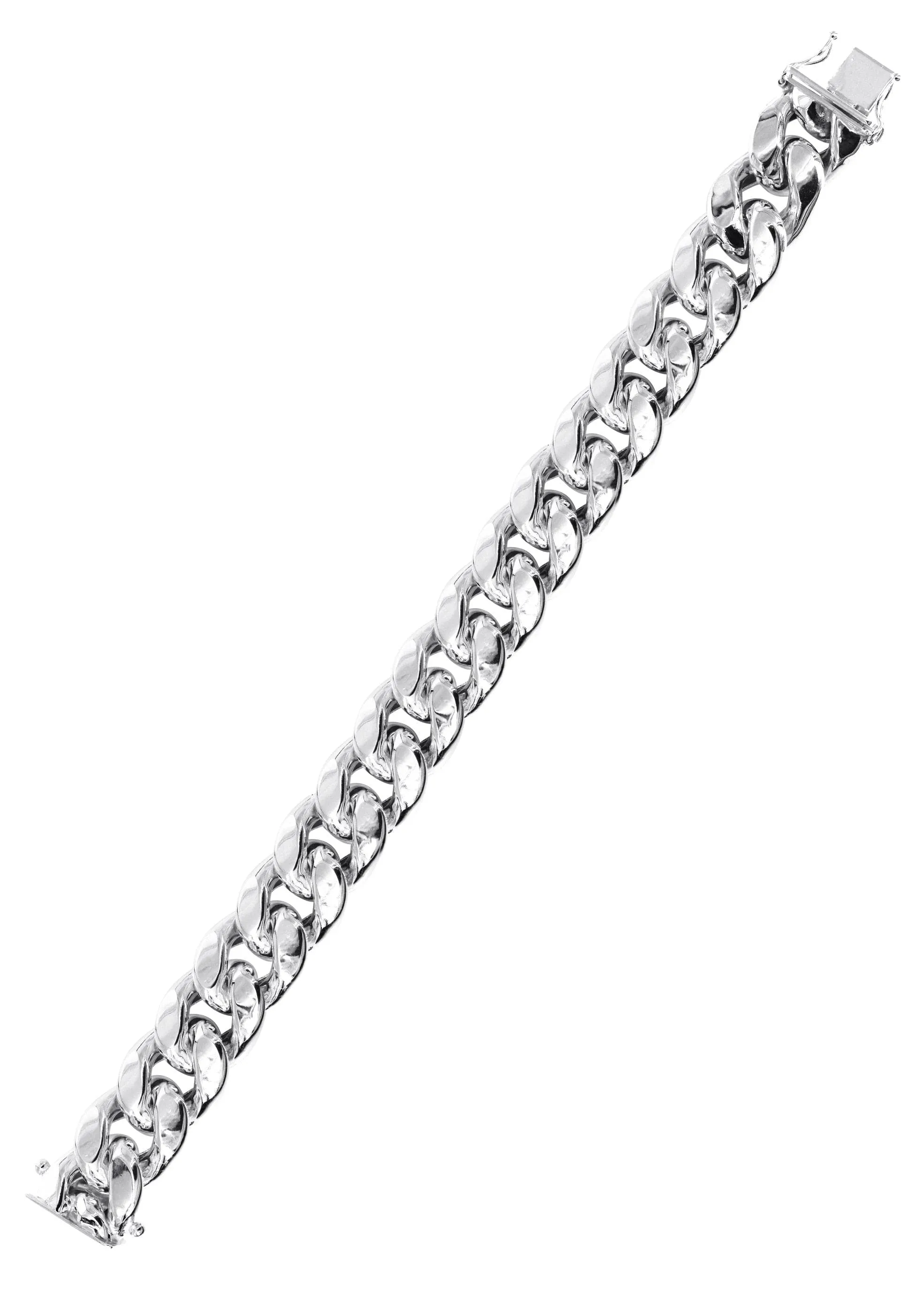 14K White Gold Bracelet Semi Solid  Miami Cuban Link