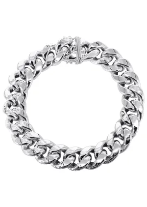 14K White Gold Bracelet Semi Solid  Miami Cuban Link