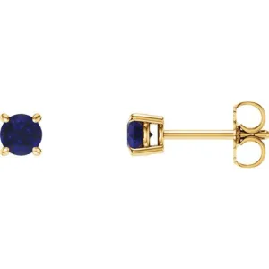 14K Yellow 5 mm Lab-Grown Blue Sapphire Stud Earrings