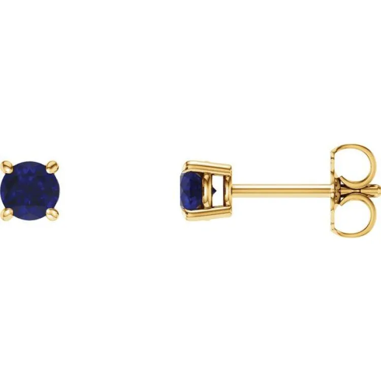 14K Yellow 5 mm Lab-Grown Blue Sapphire Stud Earrings