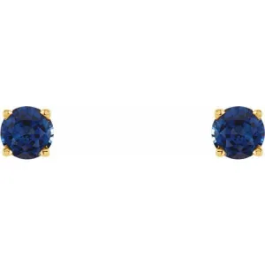 14K Yellow 5 mm Lab-Grown Blue Sapphire Stud Earrings