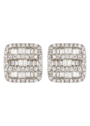 14K Yellow Gold Diamond Baguette Earrings For Men | 1.13 Carats | 2.7 Grams