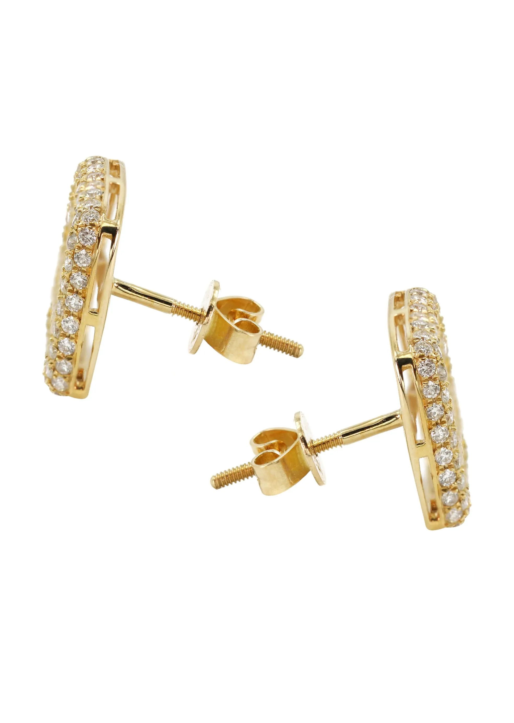 14K Yellow Gold Diamond Baguette Earrings For Men | 1.32 Carats | 3.24 Grams