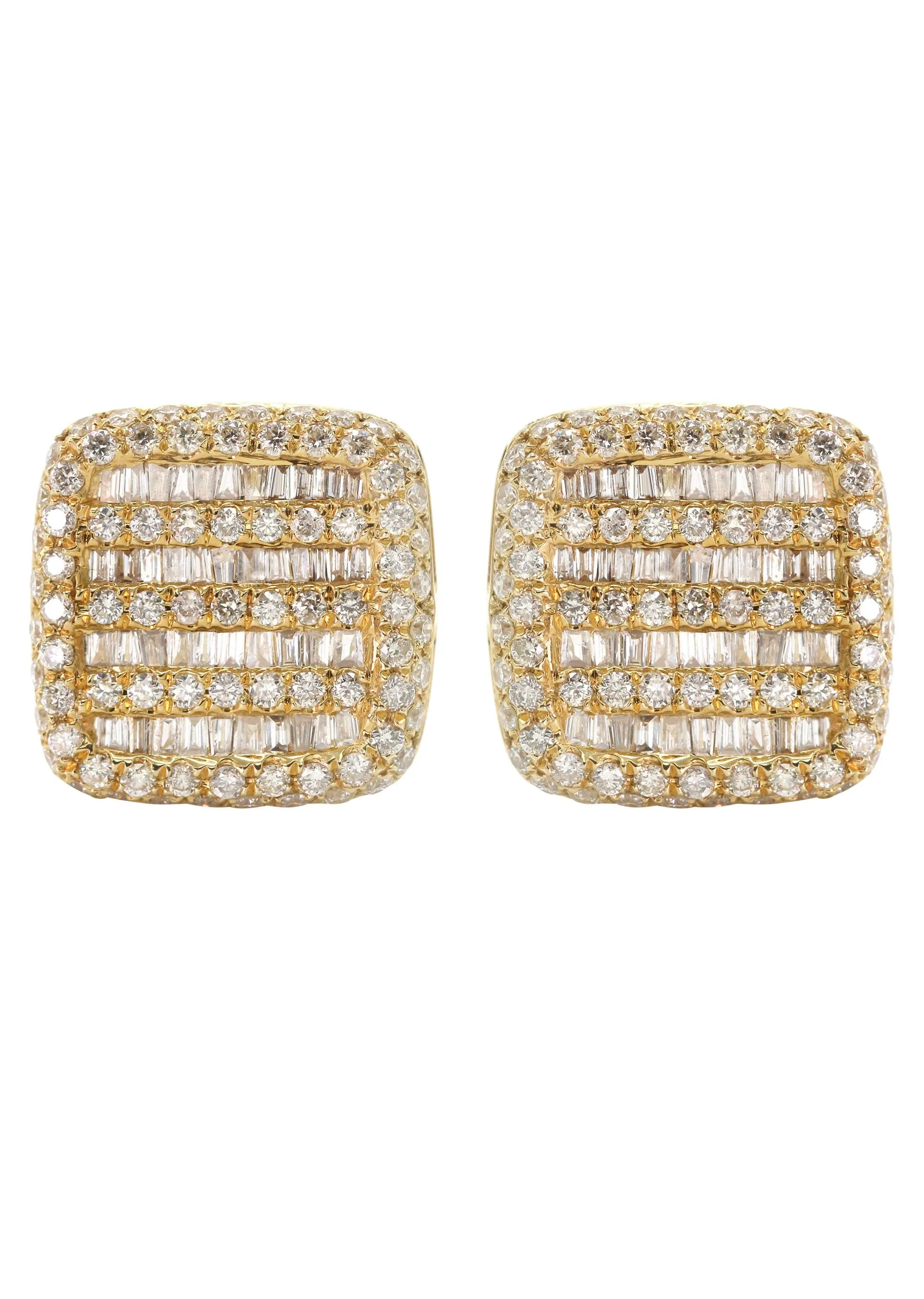 14K Yellow Gold Diamond Baguette Earrings For Men | 1.32 Carats | 3.24 Grams