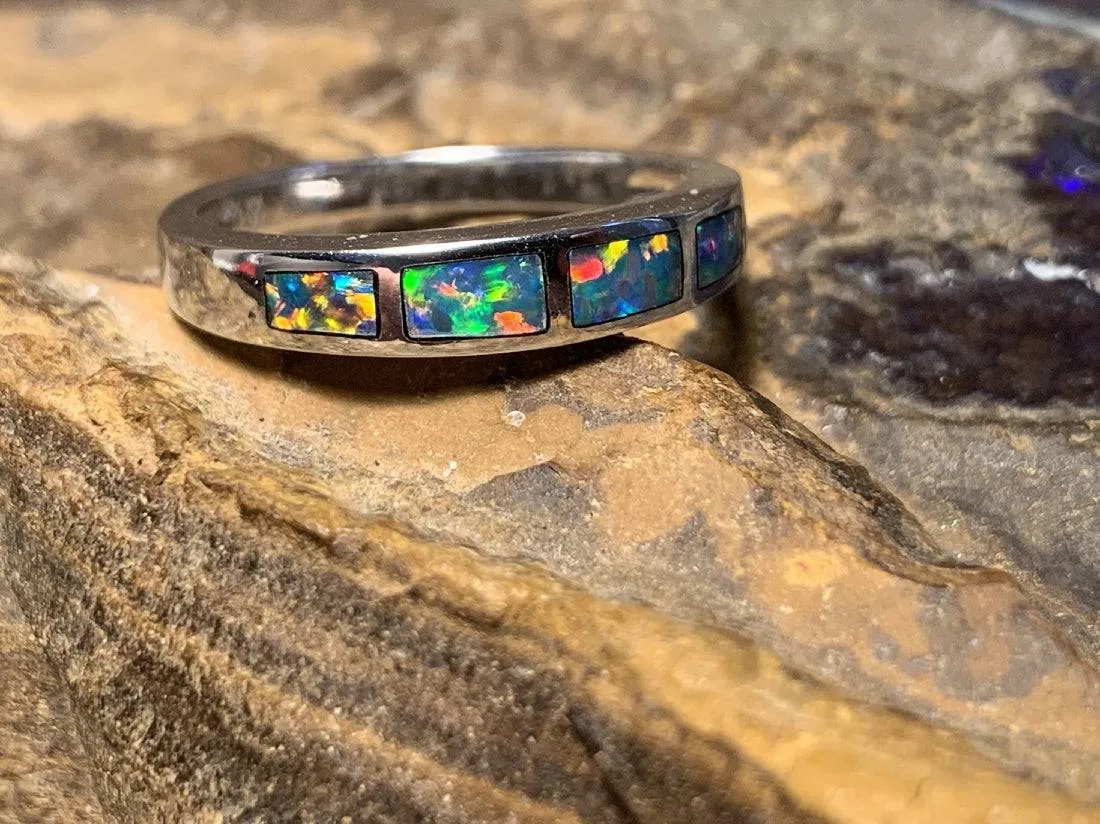 14kt White Gold Opal band