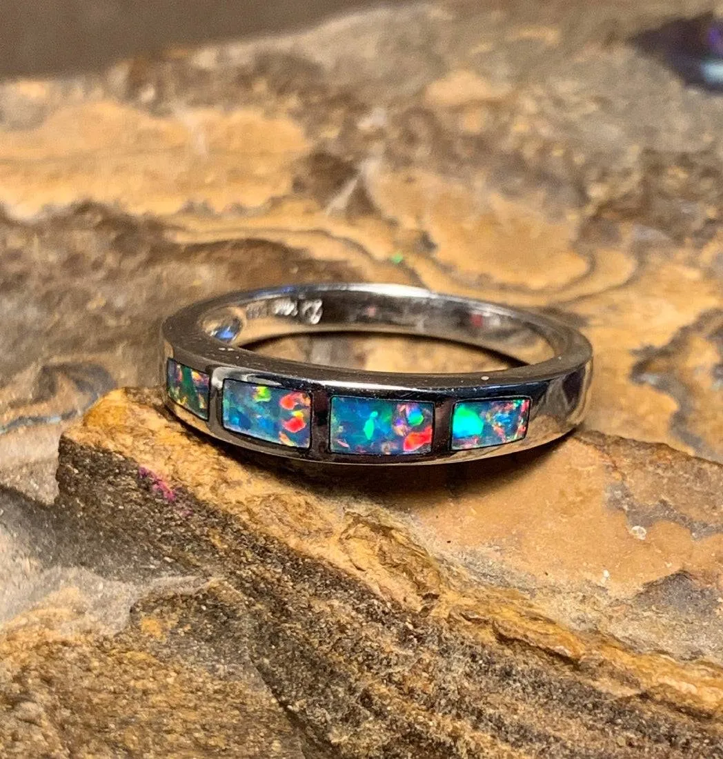 14kt White Gold Opal band