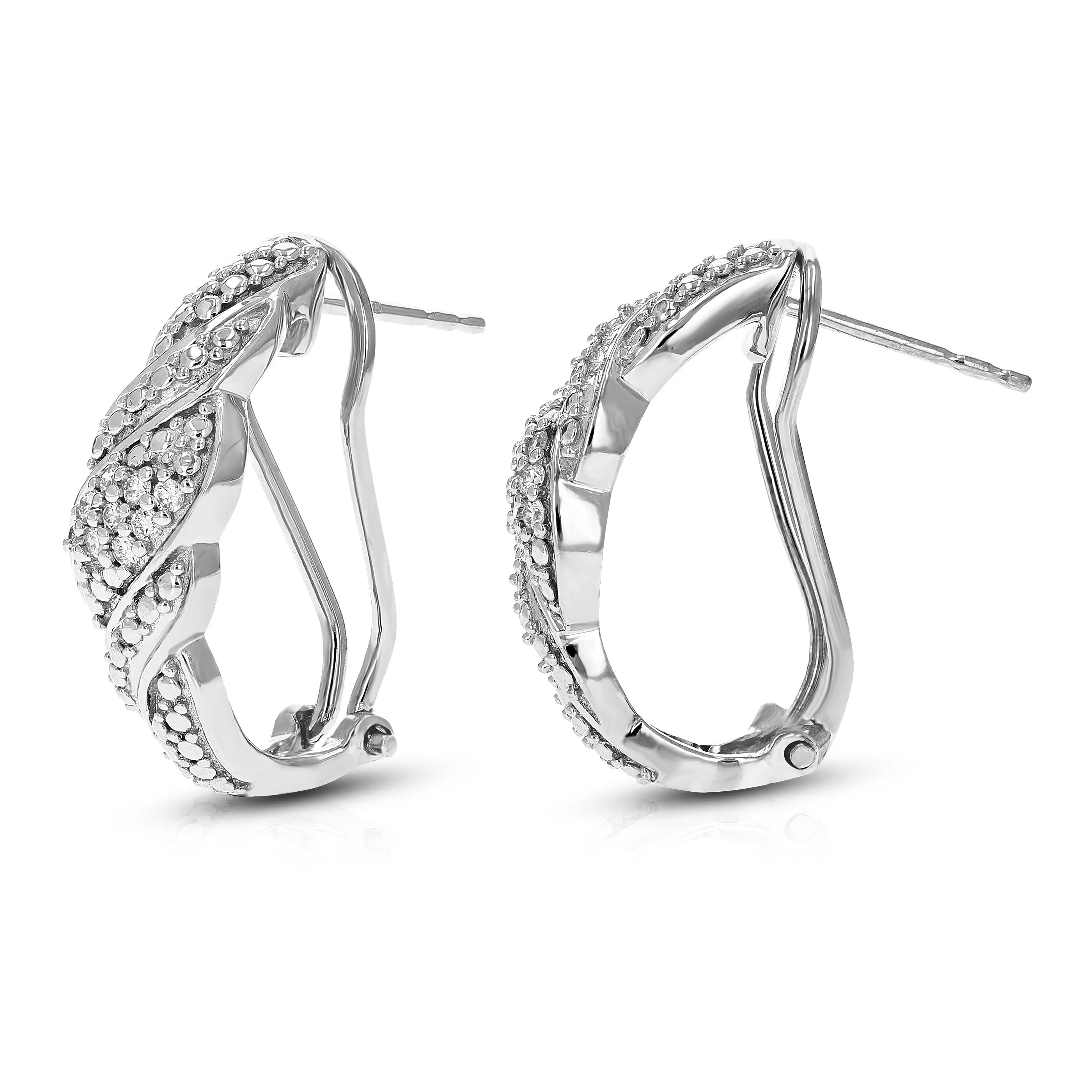 1/5 cttw Round Lab Grown Diamond Hoop Earrings Stunning Prong Setting on .925 Sterling Silver Size 1 Inch