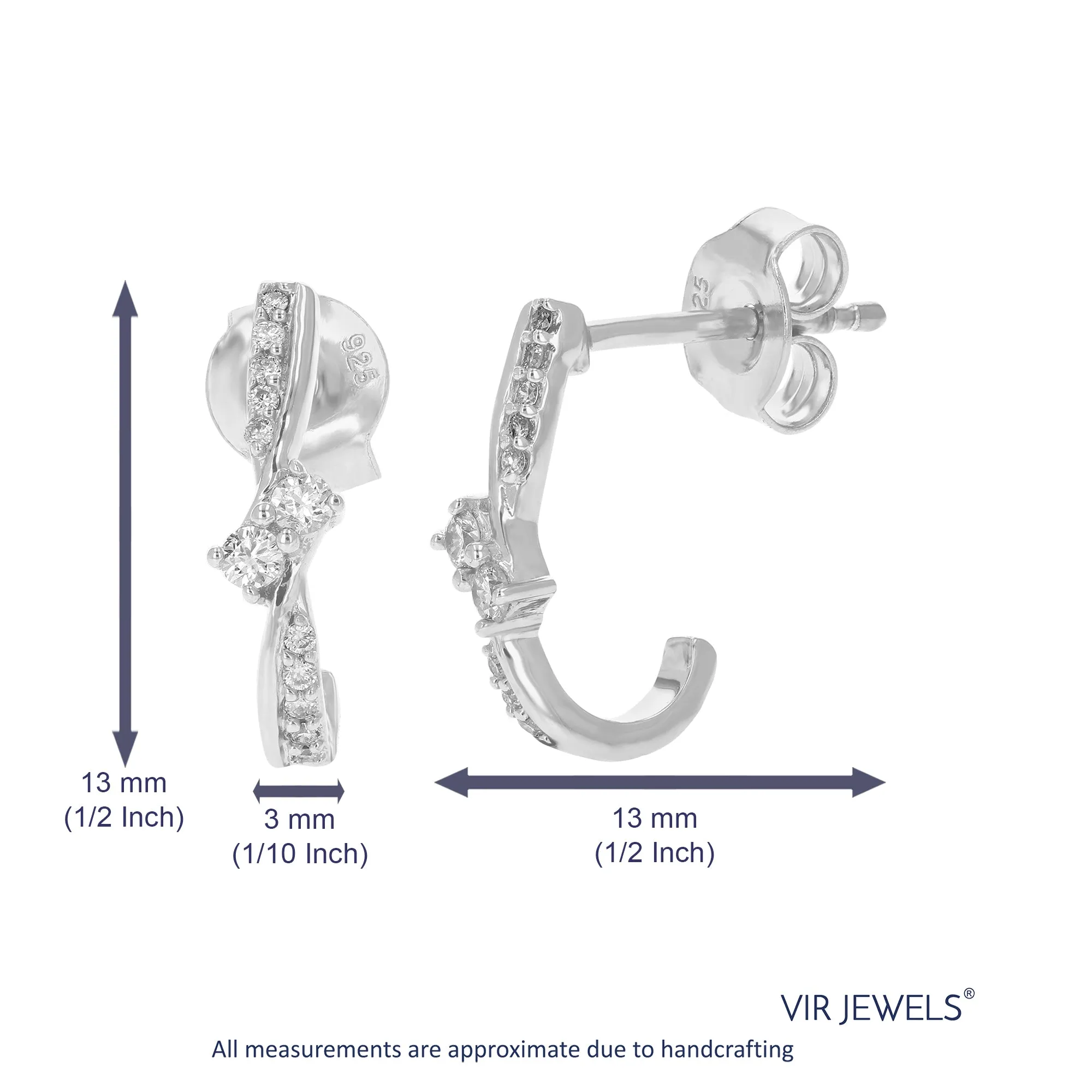 1/6 cttw Round Lab Grown Diamond Dangle Earrings .925 Sterling Silver Prong Set 1/2 Inch