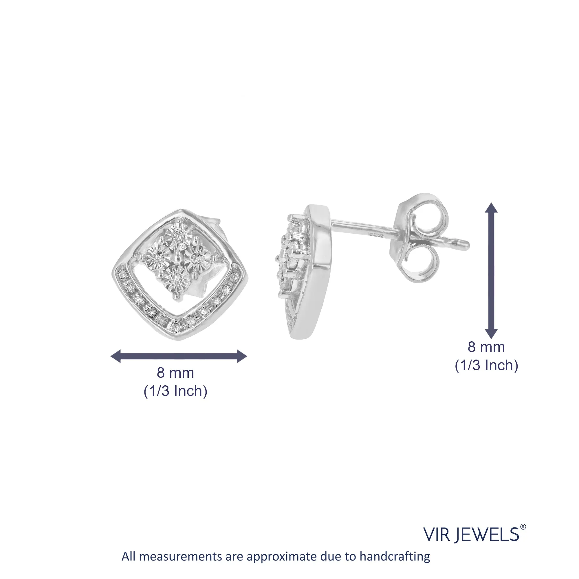 1/8 cttw Round Cut Lab Grown Diamond Dangle Earring in .925 Sterling Silver Prong Set 1/3 Inch