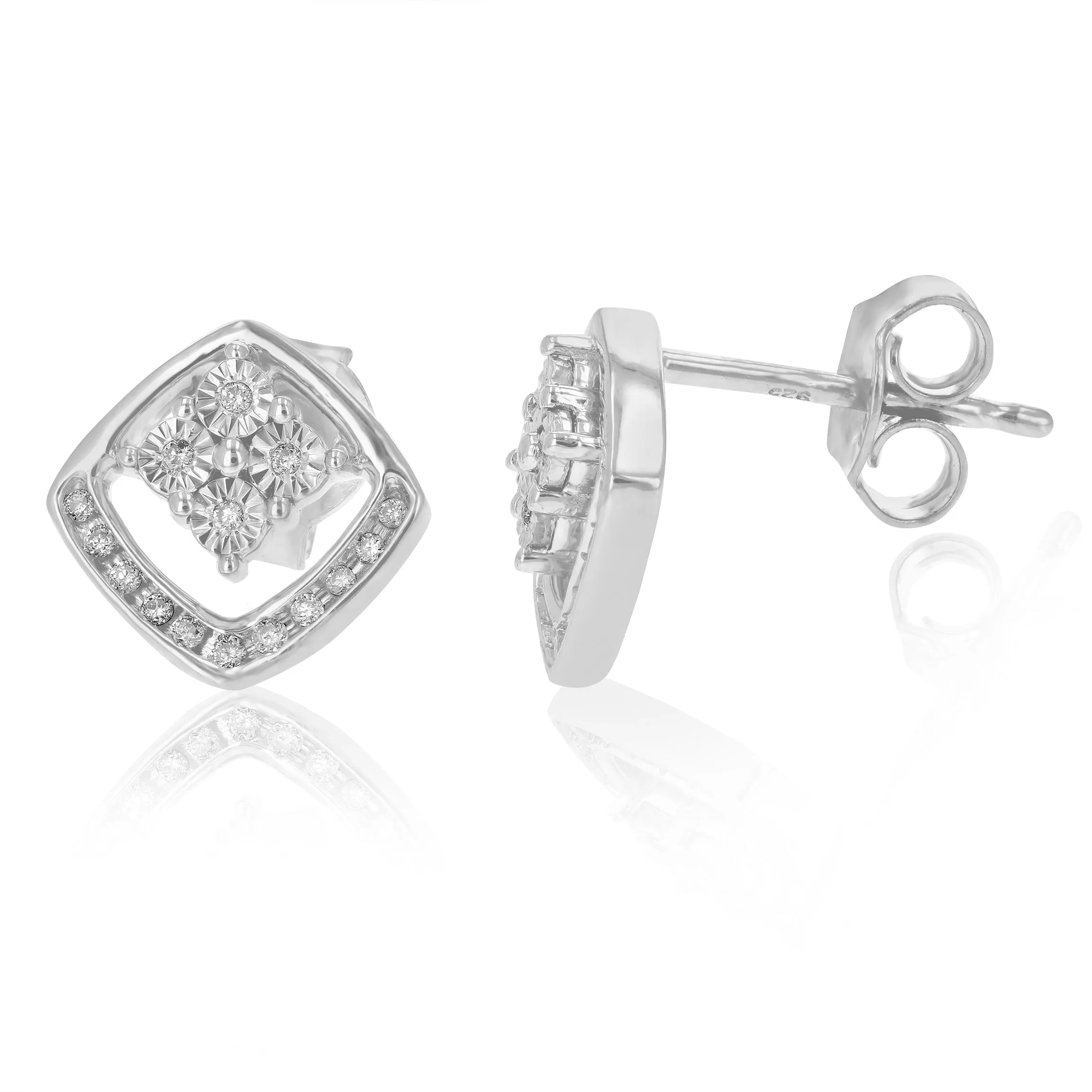 1/8 cttw Round Cut Lab Grown Diamond Dangle Earring in .925 Sterling Silver Prong Set 1/3 Inch