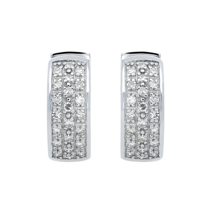 18ct White Gold 0.33ct Diamond Pave Hoop Earrings