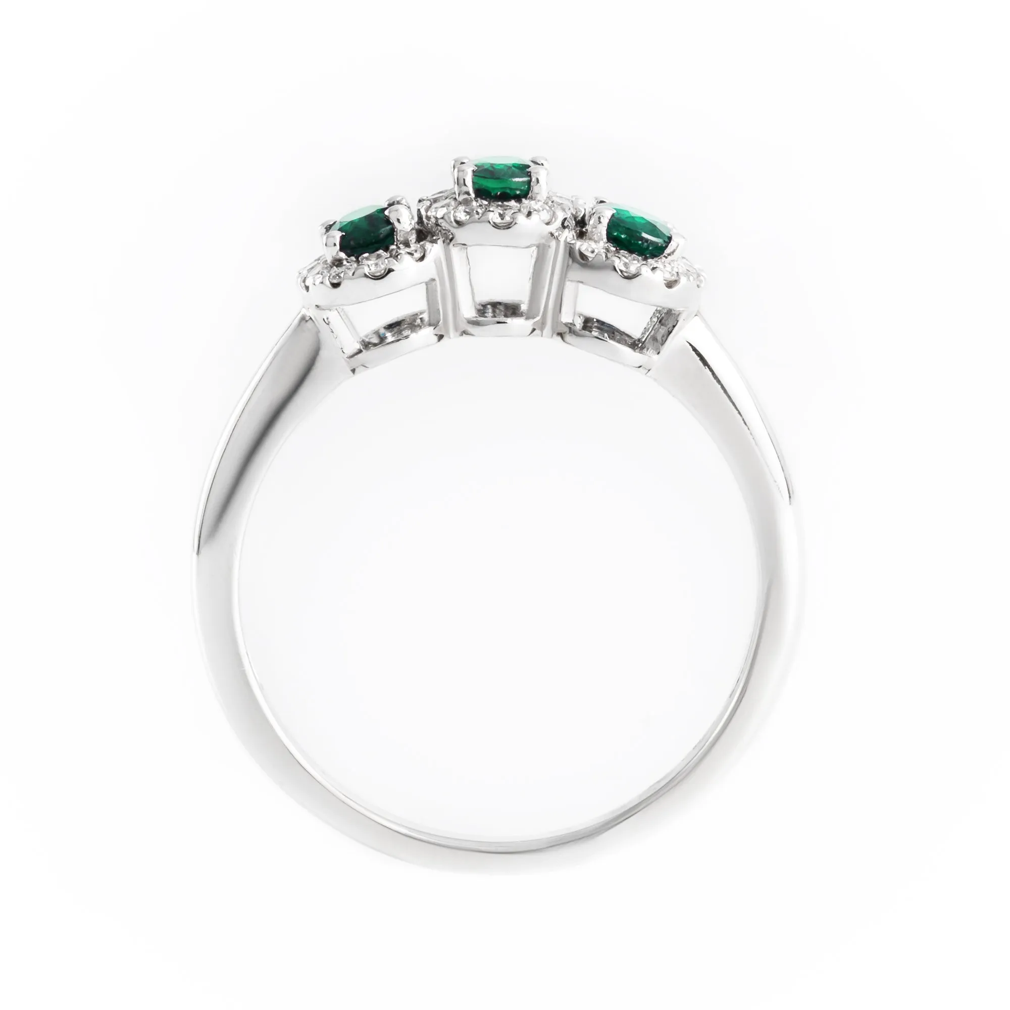 18K White Gold 0.45ct Emerald and Diamond Ring - 20690915