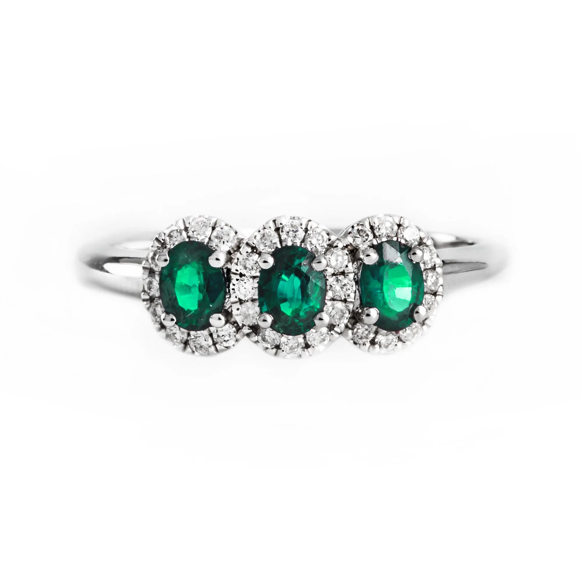 18K White Gold 0.45ct Emerald and Diamond Ring - 20690915